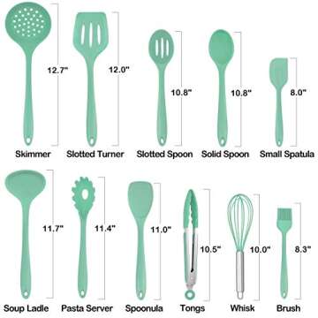 Homikit 11 Pieces Cooking Utensils Set, Silicone Kitchen Utensil Spatula Set for Nonstick Cookware, ...