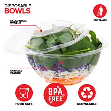 Stock Your Home 32oz Clear Salad Bowls with Airtight Lids