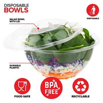 Stock Your Home 32oz Clear Salad Bowls with Airtight Lids