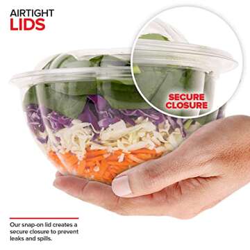 Stock Your Home 32oz Clear Salad Bowls with Airtight Lids