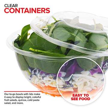 Stock Your Home 32oz Clear Salad Bowls with Airtight Lids