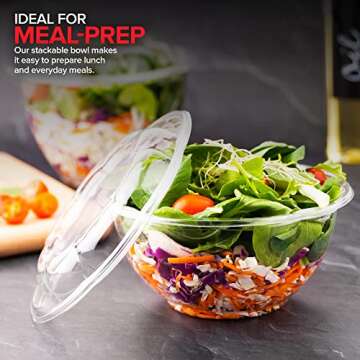Stock Your Home 32oz Clear Salad Bowls with Airtight Lids