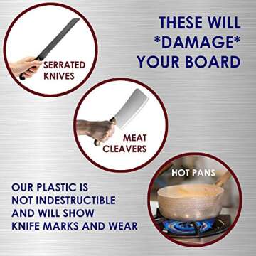 Thirteen Chefs Cutting Boards for Kitchen - 24 x 18 x .5" Brown Color Coded Plastic Cutting Board with Non Slip Surface - Dishwasher Safe Chopping Board