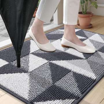 OLANLY Door Mat Indoor Entrance Washable 36x24 - Stylish Geometric Design, Low-Profile, Easy Care