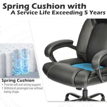 OUTFINE Office Chair Executive Office Chair Desk Chair Computer Chair with 5-Year hydrolysis-Resistant Leather Spring Cushion Ergonomic Support Tilting Function Upholstered in Bonded Leather Black