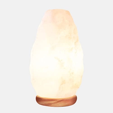 Himalayan Glow White Salt Lamp Neem Wood Base Dimmer
