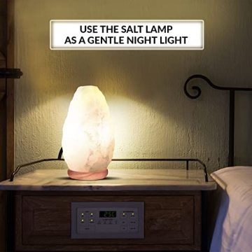 Himalayan Glow White Salt Lamp Neem Wood Base Dimmer