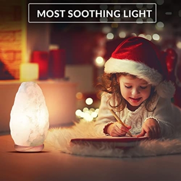 Himalayan Glow White Salt Lamp Neem Wood Base Dimmer