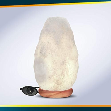 Himalayan Glow White Salt Lamp Neem Wood Base Dimmer