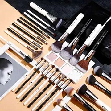 DUcare Professional Makeup Brushes, 31Pcs Panda Series Makeup Brush Set Christmas Gifts Kabuki Foundation Blending Face Powder Blush Concealers Eye Shadows With Leather Case Organizer