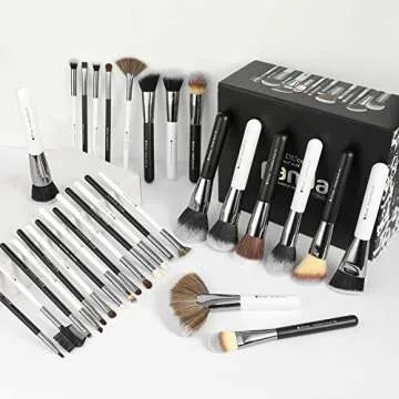 DUcare Professional Makeup Brushes, 31Pcs Panda Series Makeup Brush Set Christmas Gifts Kabuki Foundation Blending Face Powder Blush Concealers Eye Shadows With Leather Case Organizer