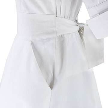 Chic White Nurse Uniform Scrub Dress with Pockets