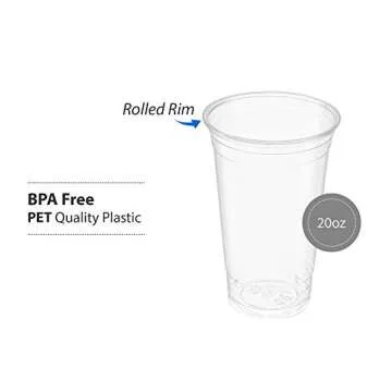 20 Ounce Crystal Clear PET Cups for Cold Drinks - 50 Count