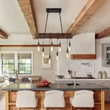 KEESFU Rustic 8-Lights Chandelier for Dining Rooms