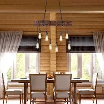 KEESFU Rustic 8-Lights Chandelier for Dining Rooms