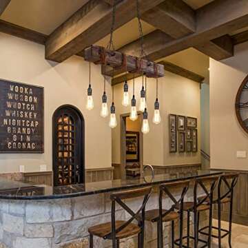 KEESFU Rustic 8-Lights Chandelier for Dining Rooms