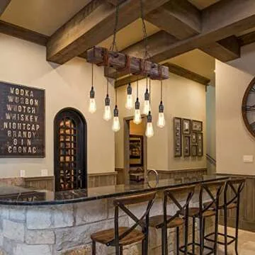 KEESFU Rustic 8-Lights Chandelier for Dining Rooms