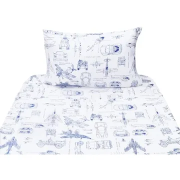 J-pinno Cars Tank Helicopter Aircraft Military Transport Vehicles Twin 100% Cotton 3 Pieces Sheet Se...