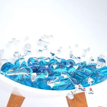 Grisun 1/2 Inch Caribbean Blue Fire Glass Beads for Fire Pit - 10 Pound Reflective Round Glass, Decorative for Natural or Propane Fireplace, Fire Table, Fish Tank, Vase Fillers and Landscaping