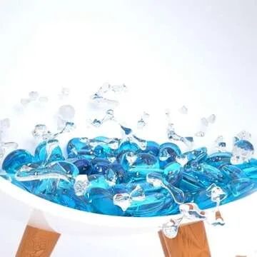 Grisun 1/2 Inch Caribbean Blue Fire Glass Beads for Fire Pit - 10 Pound Reflective Round Glass, Decorative for Natural or Propane Fireplace, Fire Table, Fish Tank, Vase Fillers and Landscaping