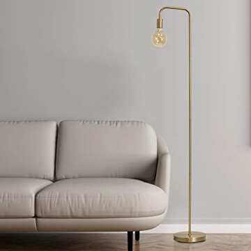 O’Bright Industrial Floor Lamp for Living Room, Metal Lamp, E26 Socket, 70 Inches, Minimalist Design for Decorative Lighting, Stand Lamp for Bedroom, Office, Dorm, Gold