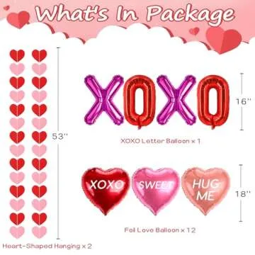 DMIGHT 18 Pcs Valentines Galentines Day Decorations, XOXO Letters Balloons, Love Foil Balloons with ...