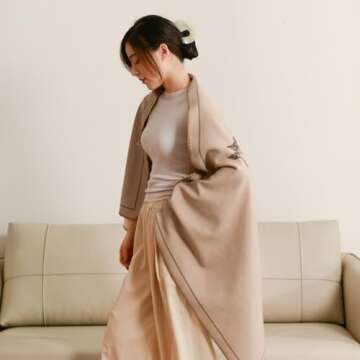 Croker Horse Elegant Wraps Shawl Throw Blanket 24x70'' inches - Luxury Horse Pattern Wool Cashmere B...