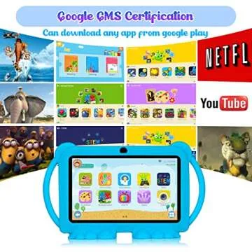 ATMPC Kids Tablet, 7 inch Tablet for Kids, 32GB ROM 3GB RAM Android 11.0 Toddler Tablet with 2.4G WiFi, GMS,Parental Control, Education APP, Dual Camera, Shockproof Case, Blue