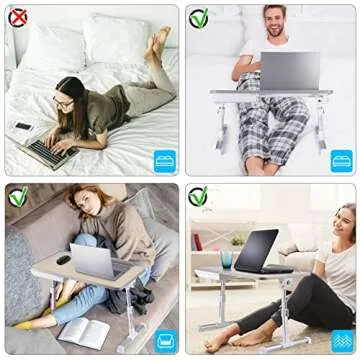 Slendor Laptop Desk Adjustable Laptop Stand Foldable Bed Table Portable Lap Desk Folding Notebook Stand Reading and Writing Holder Breakfast Tray with Drawer and Cooling Fan for Couch Sofa Floor