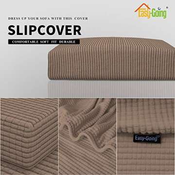 Easy-Going Stretch Loveseat Cushion Cover Sofa Cushion Furniture Protector Sofa Seat Sofa Slipcover Sofa Cover Soft Flexibility with Elastic Bottom(Loveseat Cushion, Camel)