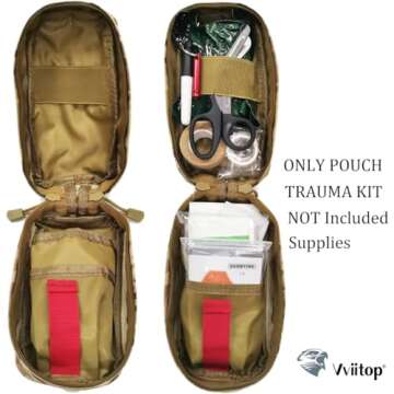 Vviitop Tourniquet Holder, Small Trauma Portable Tactical First Aid Pouch with Molle System IFAK Medical Pouch, Emergency EMT Med Kit for Camping and Hiking (Black)