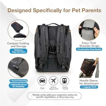 ibiyaya - Expandable Pet Carrier for Dogs and Cats - JetPaw Expandable Pet Carrier for Cats, Dogs, and Rabbits - Airline Approved and Travel Friendly 5 in 1 Dog Carrier - Black and Orange