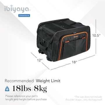 ibiyaya - Expandable Pet Carrier for Dogs and Cats - JetPaw Expandable Pet Carrier for Cats, Dogs, and Rabbits - Airline Approved and Travel Friendly 5 in 1 Dog Carrier - Black and Orange