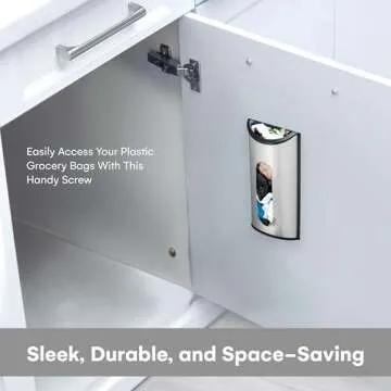 Greenco Plastic Bag Holder, Saver, & Dispenser, Wall Mount Plastic Bag Holders for Grocery Bags w/Extra Wide Opening Storage - Grocery Bag Holder for Trash Bags, Shopping Bags - Grocery Bag Dispenser