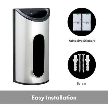 Greenco Plastic Bag Holder, Saver, & Dispenser, Wall Mount Plastic Bag Holders for Grocery Bags w/Extra Wide Opening Storage - Grocery Bag Holder for Trash Bags, Shopping Bags - Grocery Bag Dispenser
