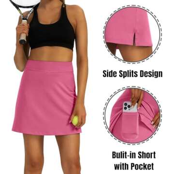 LXNMGO Women's Active Athletic Skort Lightweight Tennis Skirt for Women Summer Golf Workout Running Sports Skorts with Pocket Pink, XXL