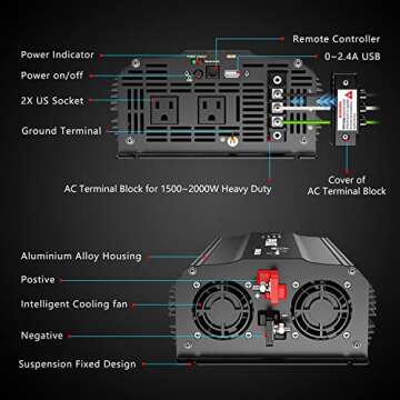 2000W Pure Sine Wave Inverter for Home and RV Power Needs