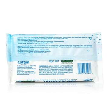 Water Cotton Baby Wipes 100% Cotton Biodegradable Travel 3-Pack Of 20 Wipes Baby Safe Sweet Almond Oil, Panthenol White