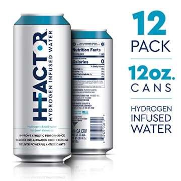H Factor Hydrogen Water Can (12 Pack), Workout Recovery Drink, Contains Molecular Hydrogen to Suppor...