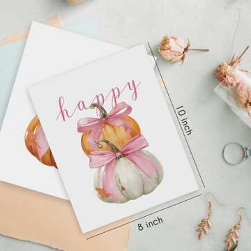 HRQKO Pink Fall Pumpkin Poster Prints Set of 4