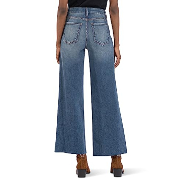 KUT from the Kloth Meg High-Rise Fab Ab Wide Leg Raw Hem in Milestone Milestone 12