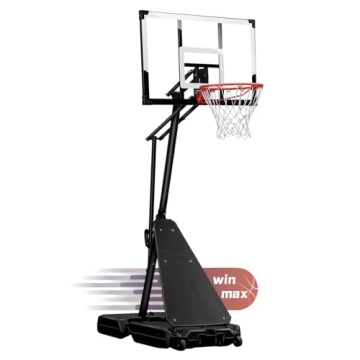 WIN.MAX Portable Basketball Hoop with Adjustable Height 4.9-10ft for Indoor/Outdoor Use