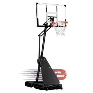 WIN.MAX Portable Basketball Hoop with Adjustable Height 4.9-10ft for Indoor/Outdoor Use