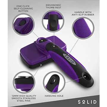 Pet Slicker Brush - Dog & Cat Brush for Shedding & Grooming - Dematting & Detangling Self-Cleaning Brushes for Dogs, Cats & Pets