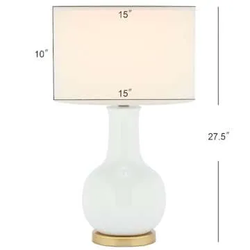SAFAVIEH Lighting Collection Paris Modern White Ceramic 28-inch Bedroom Living Room Home Office Desk Nightstand Table Lamp (LED Bulb Included)