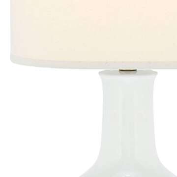 SAFAVIEH Lighting Collection Paris Modern White Ceramic 28-inch Bedroom Living Room Home Office Desk Nightstand Table Lamp (LED Bulb Included)