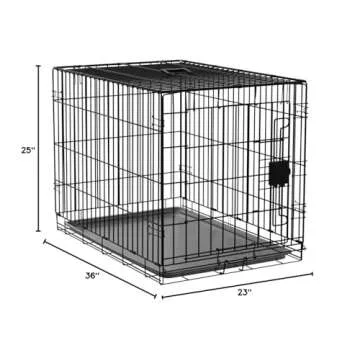 Amazon Basics Durable, Foldable, Collapsible, Portable Metal Wire Dog Crate with Tray, Single Door with Divider Panel, Easy to Assemble & Clean, Black, 36 x 23 x 25 Inches