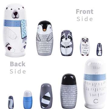 Tngan 5Pcs Handmade Wooden Nesting Dolls for Kids