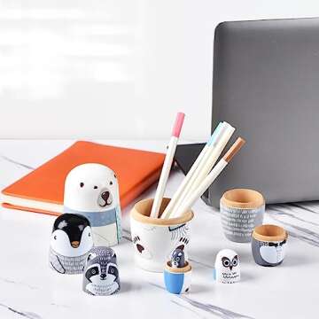 Tngan 5Pcs Handmade Wooden Nesting Dolls for Kids