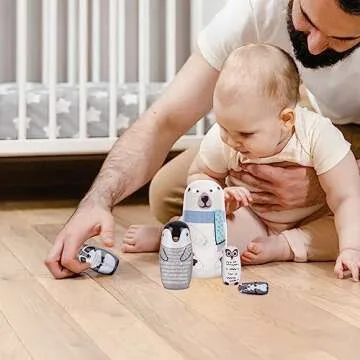 Tngan 5Pcs Handmade Wooden Nesting Dolls for Kids